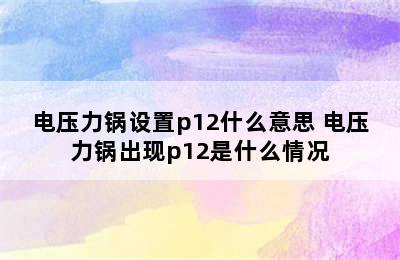 电压力锅设置p12什么意思 电压力锅出现p12是什么情况